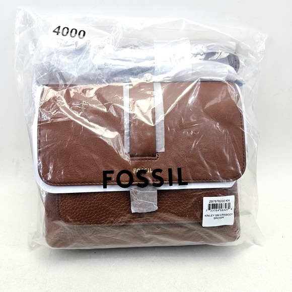 New FOSSIL Kinley Leather Small Crossbody Shoulder Purse Solid Brown MSRP$150.00 - Picture 2 of 7